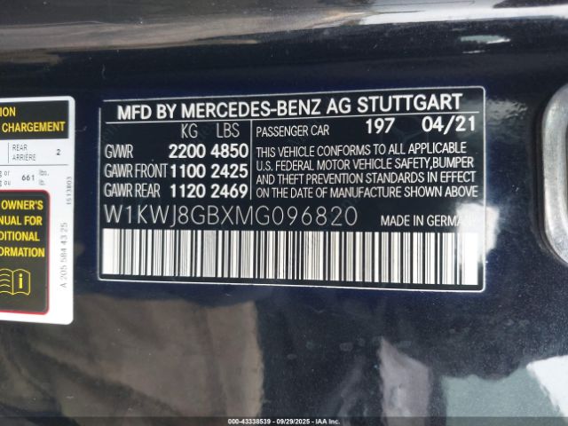 2021 MERCEDES-BENZ AMG C 63 W1KWJ8GBXMG096820 Photo 8
