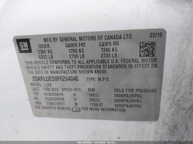 2015 GMC TERRAIN 2GKFLUE30F6294046 Photo 8