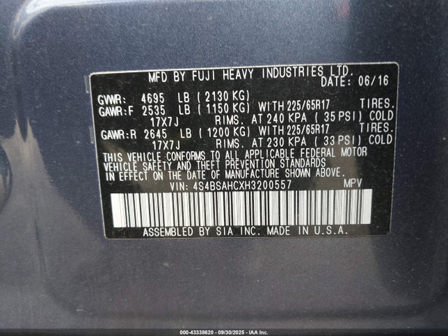 4S4BSAHCXH3200557 Subaru u5