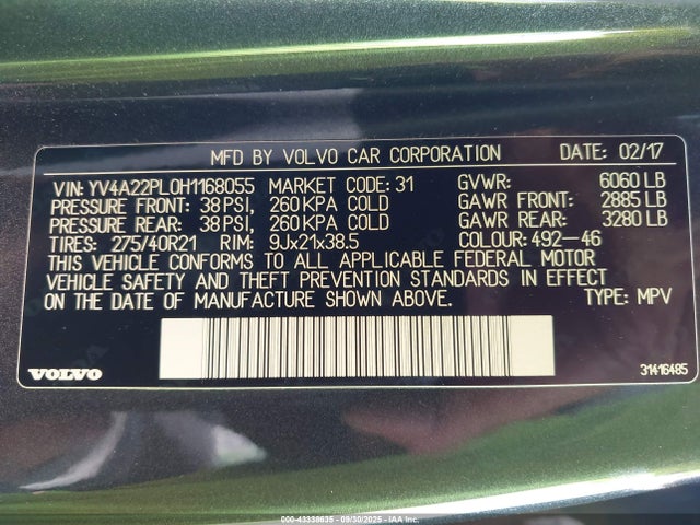 YV4A22PL0H1168055 Volvo Xc90 T6 Inscription