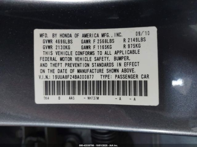 2011 ACURA TL 19UUA8F24BA000877 Photo 8