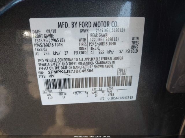 2018 FORD EDGE 2FMPK4J87JBC45586 Photo 8