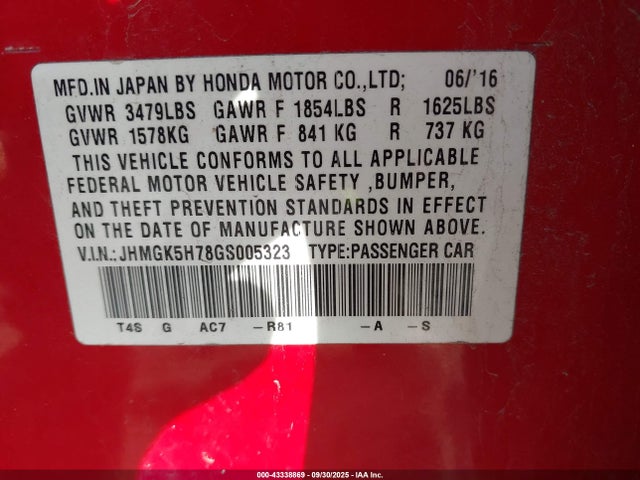 JHMGK5H78GS005323 Honda l15b1