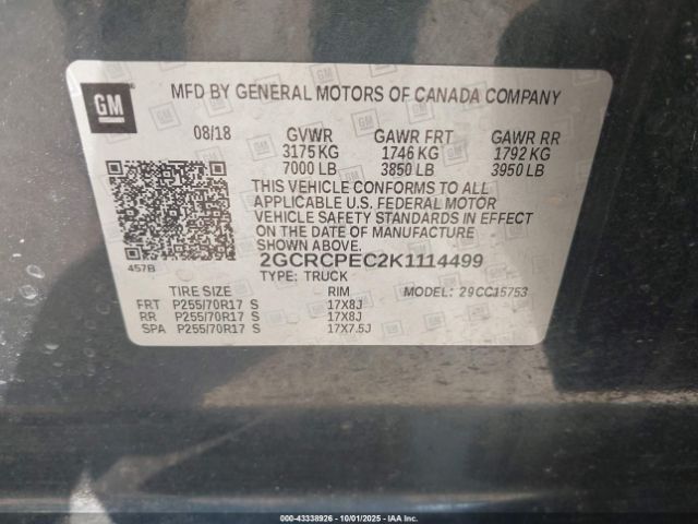 2019 CHEVROLET SILVERADO 1500 LD 2GCRCPEC2K1114499 Photo 8