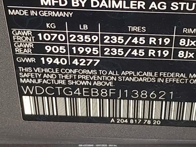 2015 MERCEDES-BENZ GLA 250 WDCTG4EB8FJ138621 Photo 8