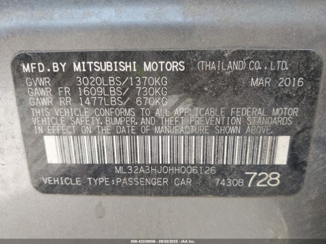 2017 MITSUBISHI MIRAGE ML32A3HJ0HH006126 Photo 8
