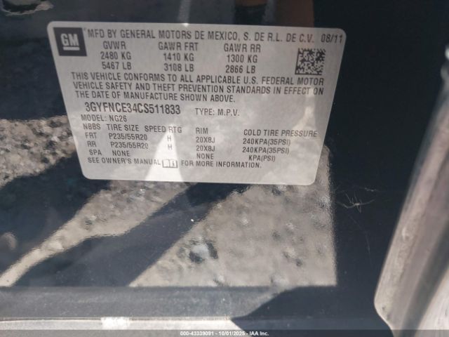 2012 CADILLAC SRX 3GYFNCE34CS511833 Photo 8