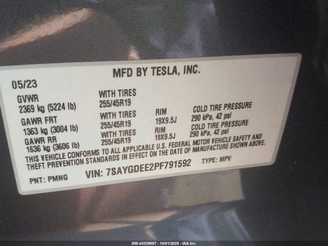 2023 TESLA MODEL Y 7SAYGDEE2PF791592 Photo 8