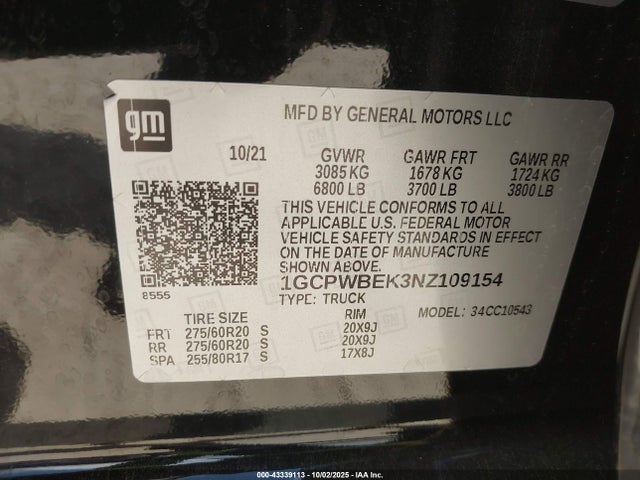 1GCPWBEK3NZ109154 Chevrolet l3b