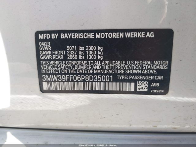 2023 BMW 3 SERIES 3MW39FF06P8D35001 Photo 8