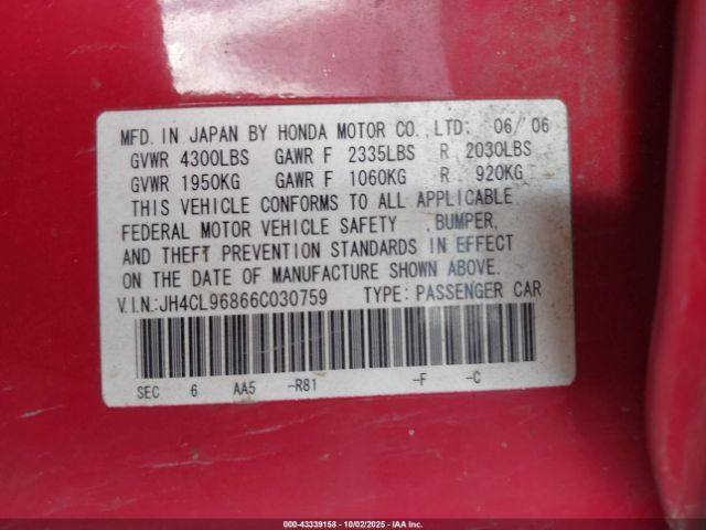 2006 ACURA TSX JH4CL96866C030759 Photo 8