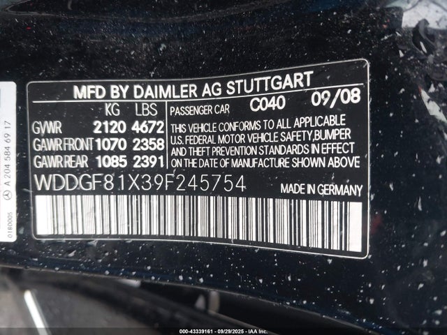 Aukcja sprzedaży 2009 Mercedes-benz C 300 Luxury 4matic/sport 4matic, vin: WDDGF81X39F245754, numer aukcji: 43339161
