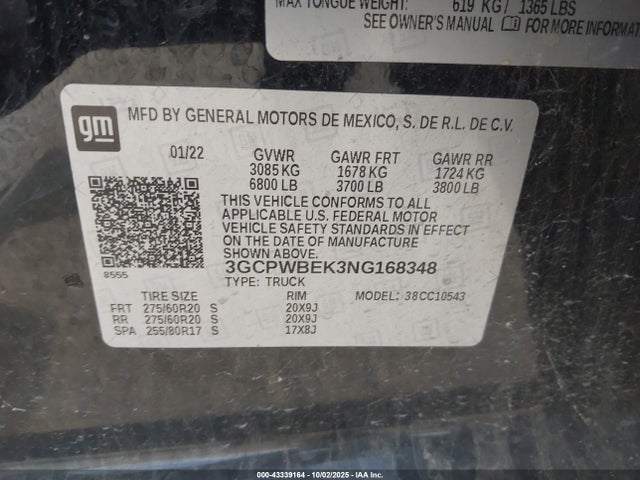 3GCPWBEK3NG168348 Chevrolet l3b