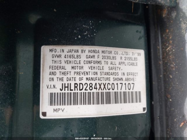 1999 HONDA CR-V JHLRD284XXC017107 Photo 8