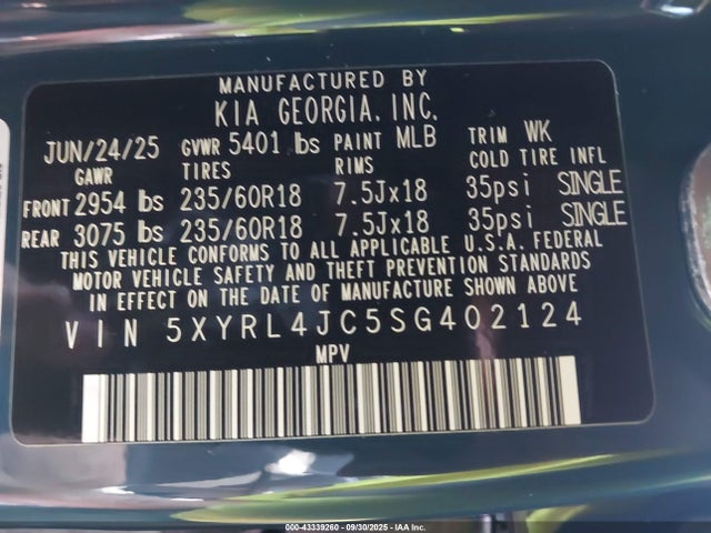 2025 KIA SORENTO 5XYRL4JC5SG402124 Photo 8