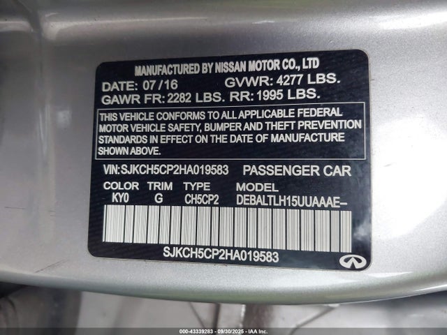 SJKCH5CP2HA019583 Infiniti m27020