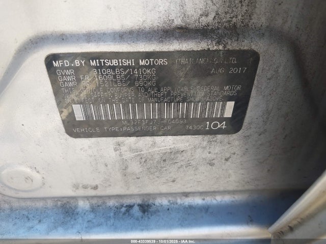 Mitsubishi MIRAGE G4 2018 ML32F3FJ7JHF04093 Image 9