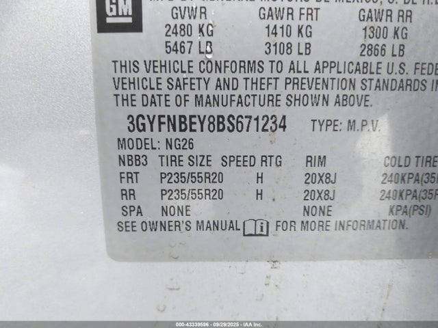 2011 CADILLAC SRX 3GYFNBEY8BS671234 Photo 8