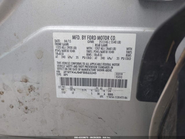 2FMTK4J94FBB22245 Ford EDGE SEL