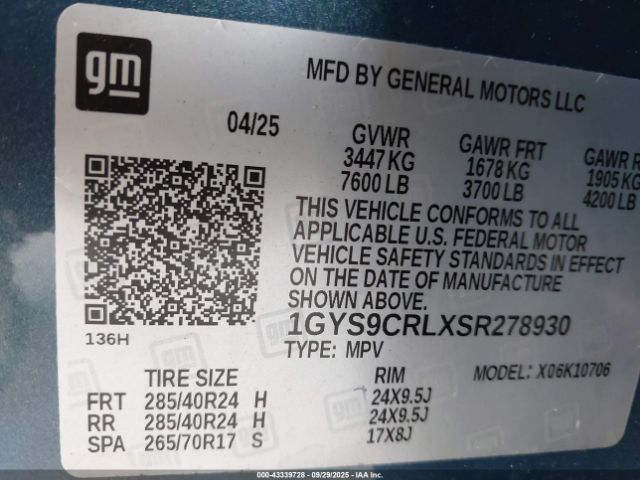 2025 CADILLAC ESCALADE 1GYS9CRLXSR278930 Photo 8