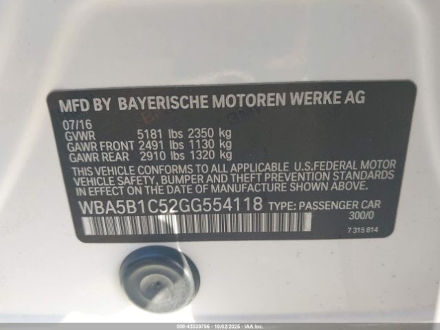 2016 BMW 535I WBA5B1C52GG554118 Photo 8