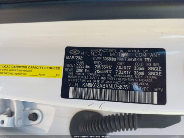 2022 HYUNDAI KONA KM8K62ABXNU758751 Photo 8