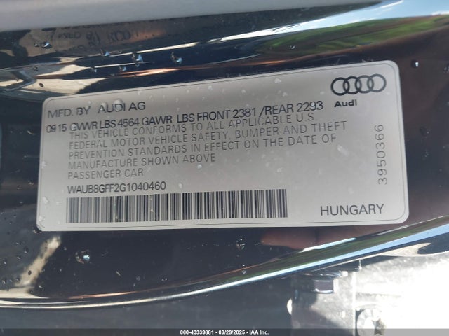2016 AUDI A3 WAUB8GFF2G1040460 Photo 8
