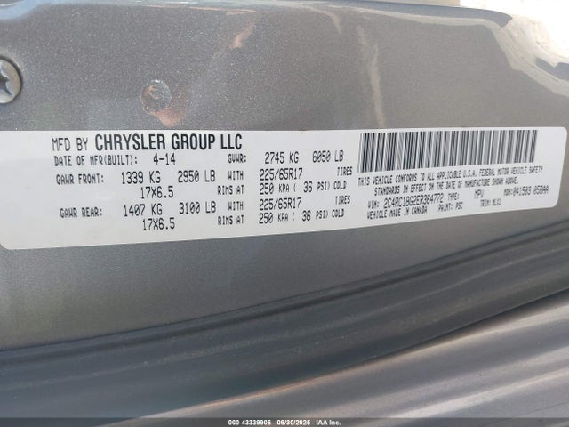 Aukcja sprzedaży 2014 Chrysler Town & Country Touring, vin: 2C4RC1BG2ER364772, numer aukcji: 43339906