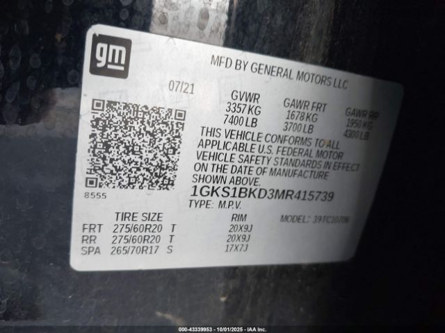 2021 GMC YUKON 1GKS1BKD3MR415739 Photo 8