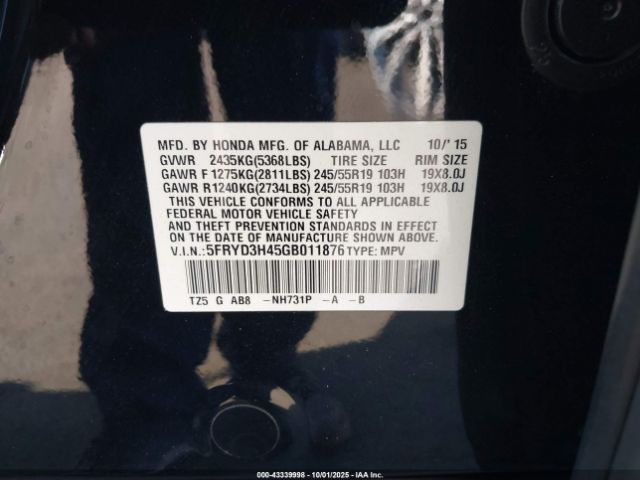 2016 ACURA MDX 5FRYD3H45GB011876 Photo 8