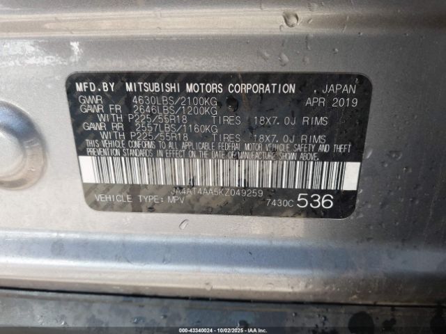 2019 MITSUBISHI ECLIPSE CROSS JA4AT4AA5KZ049259 Photo 8