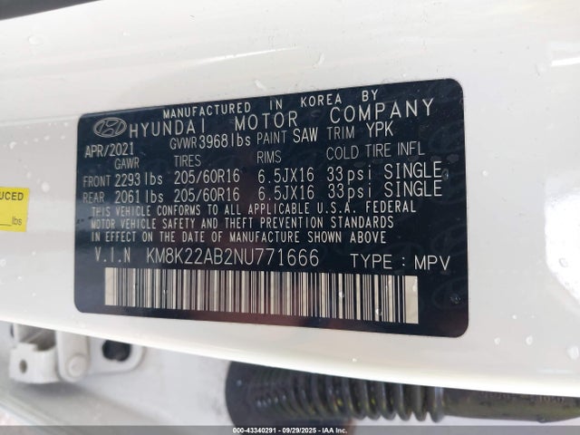 2022 HYUNDAI KONA KM8K22AB2NU771666 Photo 8