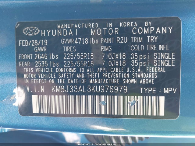 KM8J33AL3KU976979 Hyundai gdi theta ii