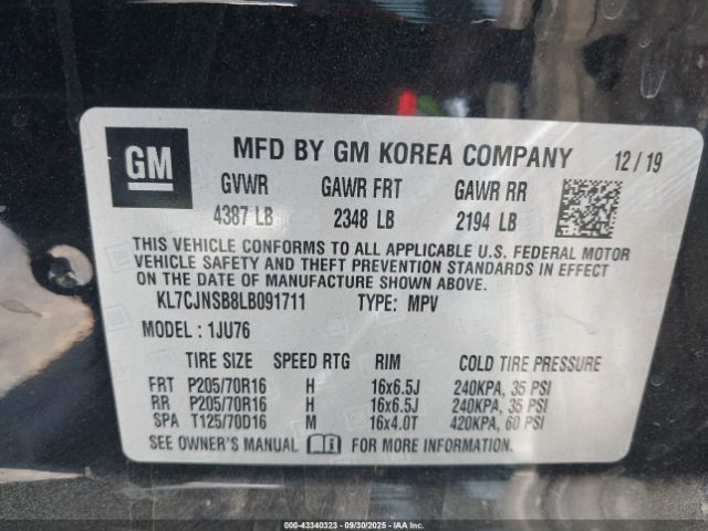 2020 CHEVROLET TRAX KL7CJNSB8LB091711 Photo 8