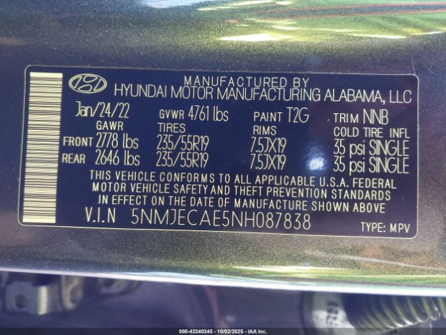 2022 HYUNDAI TUCSON 5NMJECAE5NH087838 Photo 8