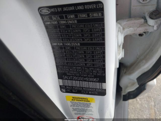 2014 LAND ROVER RANGE ROVER EVOQUE SALVT2BG5EH938967 Photo 8