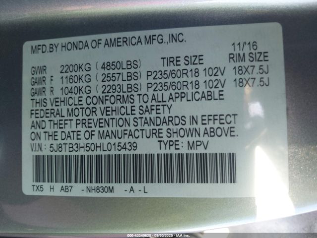 2017 ACURA RDX 5J8TB3H50HL015439 Photo 8