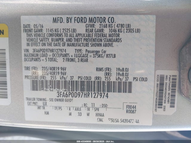 Ford Fusion Titanium 2017 3FA6P0D97HR127974 Image 9