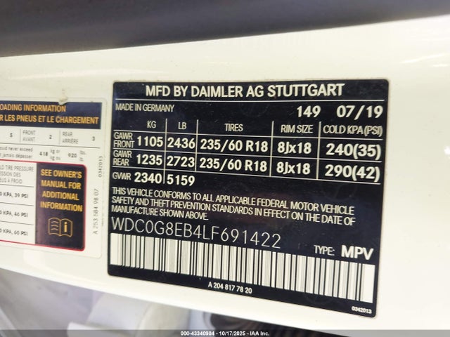 Продаж на аукціоні авто 2020 Mercedes-benz Glc 300 4matic, vin: WDC0G8EB4LF691422, номер лоту: 43340904