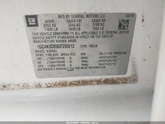 1GC4K0C89GF206812 Chevrolet lml - pti, duramax