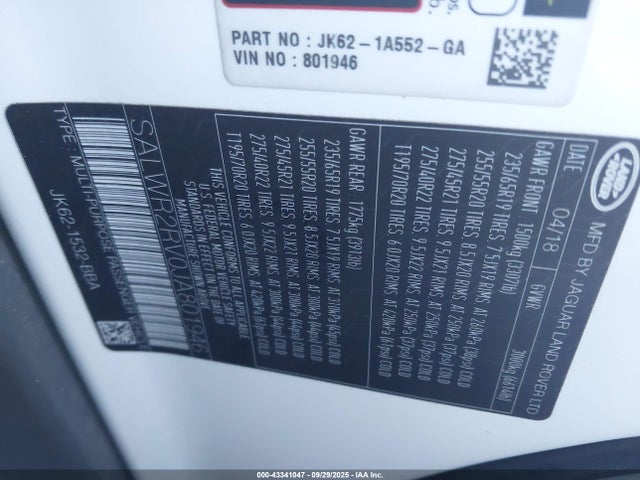 Land Rover aj126 2018 SALWR2RV0JA801946 Image 9
