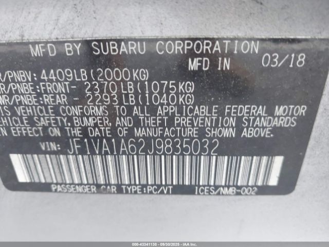 2018 SUBARU WRX JF1VA1A62J9835032 Photo 8