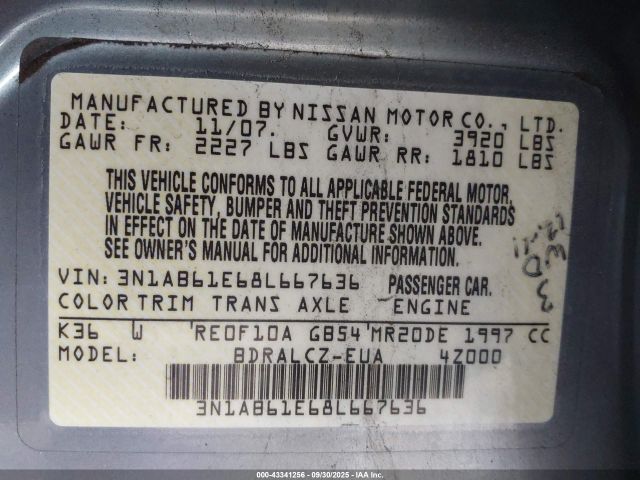 2008 NISSAN SENTRA 3N1AB61E68L667636 Photo 8