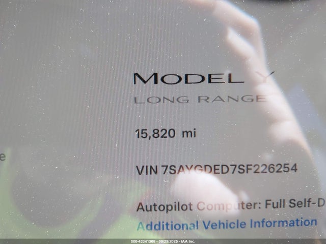 7SAYGDED7SF226254 Tesla Model Y