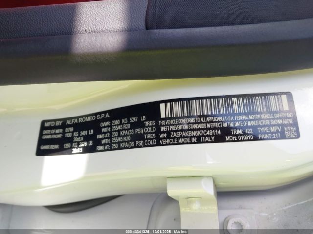 2019 ALFA ROMEO STELVIO ZASPAKBN6K7C49114 Photo 8
