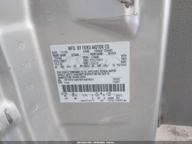 2006 FORD F-150 1FTPX14576FA47831 Photo 8