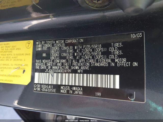 2004 LEXUS RX 330 JTJGA31U040024199 Photo 8