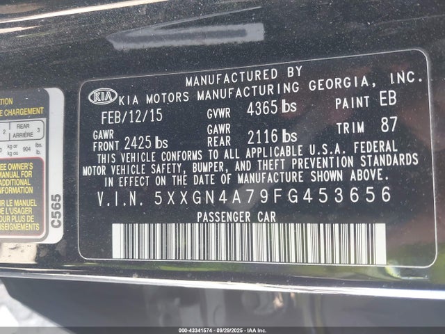 5XXGN4A79FG453656 KIA dohc gdi theta ii