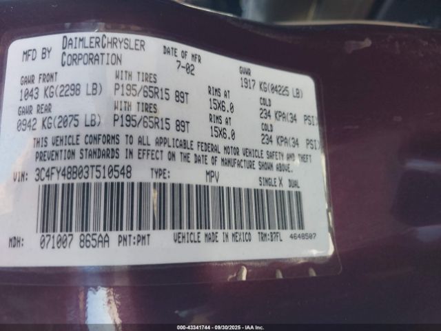 2003 CHRYSLER PT CRUISER 3C4FY48B03T510548 Photo 8