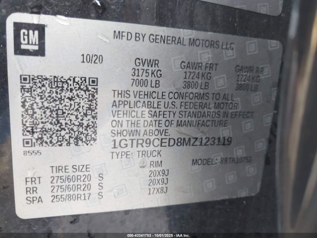 2021 GMC SIERRA 1500 1GTR9CED8MZ123119 Photo 8